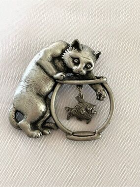 Vintage Jonette “Cat In The Fish Bowl” Brooch